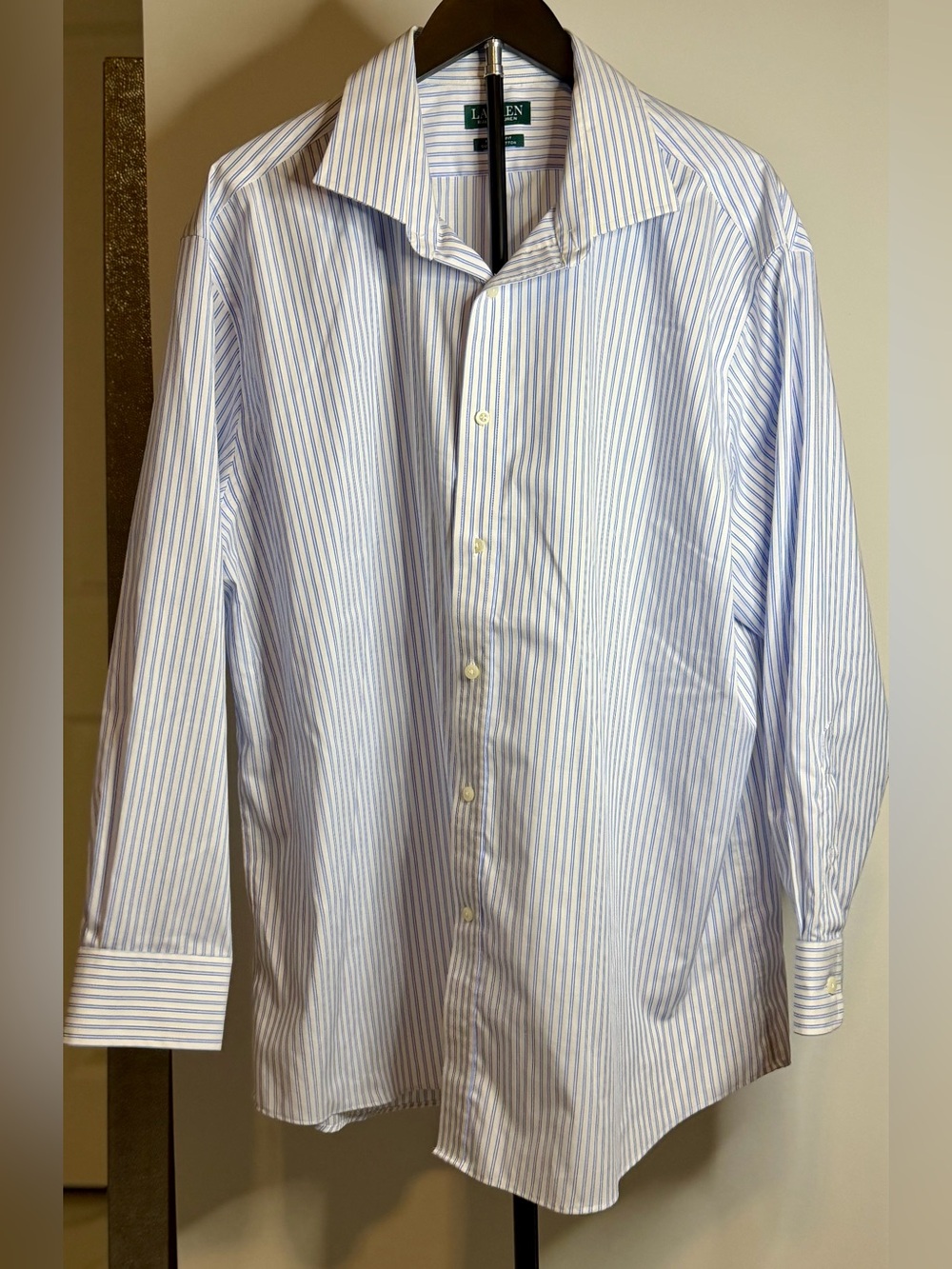 Lauren Ralph Lauren Men’s 2XL 18 32/33 Supima Cotton Blue Stripe Dress Shirt